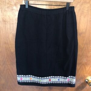 Hanna Andersson Black Knit Sweater Skirt Crochet Granny Square Y2K Retro Floral